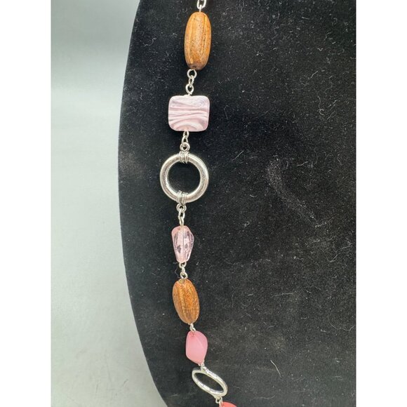 Multicolor Beaded Necklace With Silver Accents & Lobster Clasp Closure 30" READ - Picture 5 of 5